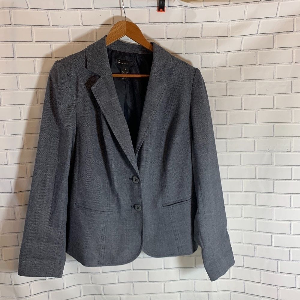 Lane Bryant‎ Grey Plaid Two Button Blazer S…